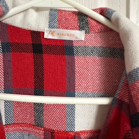 Red/black/ navy plaid shacket - Picture 2 of 2